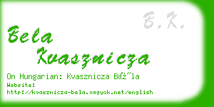 bela kvasznicza business card